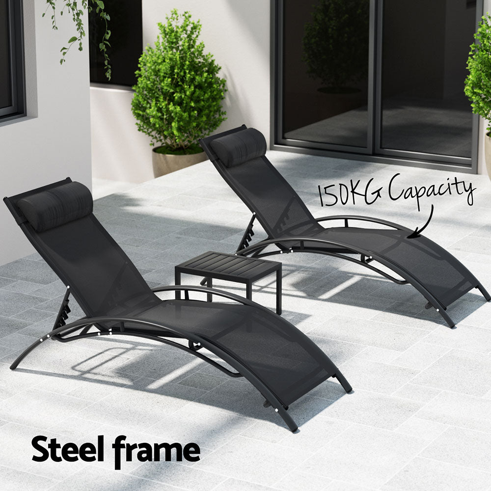 Sun Lounge Chairs 3pc with matching table