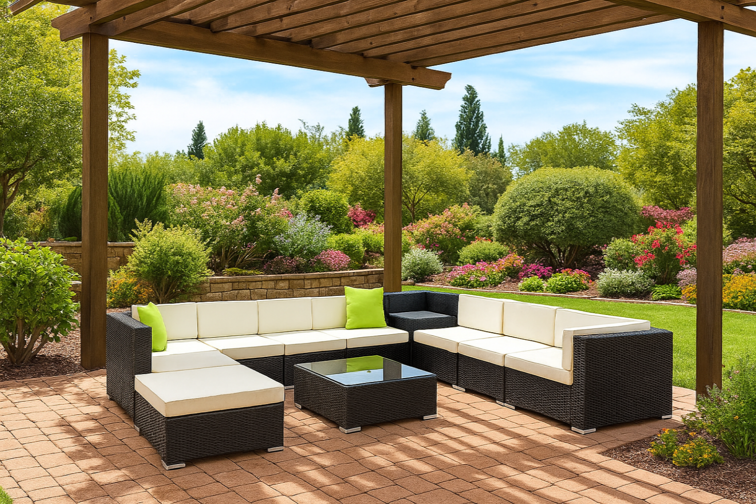 12PC Sofa Set with Storage Cover Outdoor Furniture Wicker