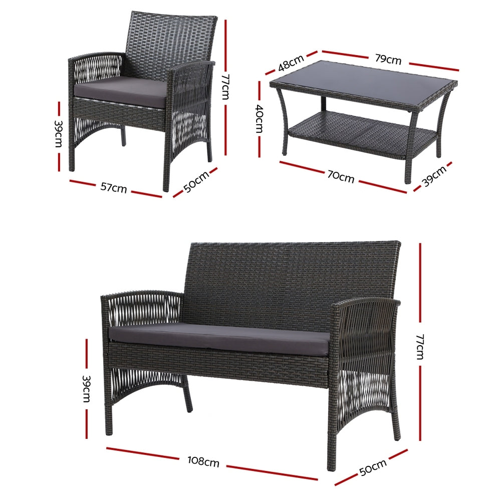 4PCS Outdoor Sofa Set Wicker